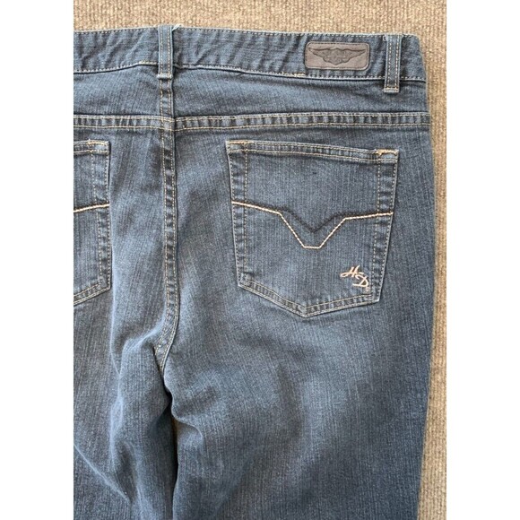Harley Davidson Bootcut Jeans Womens 14 Mid Rise Faded Black Comfort Denim - Picture 2 of 7
